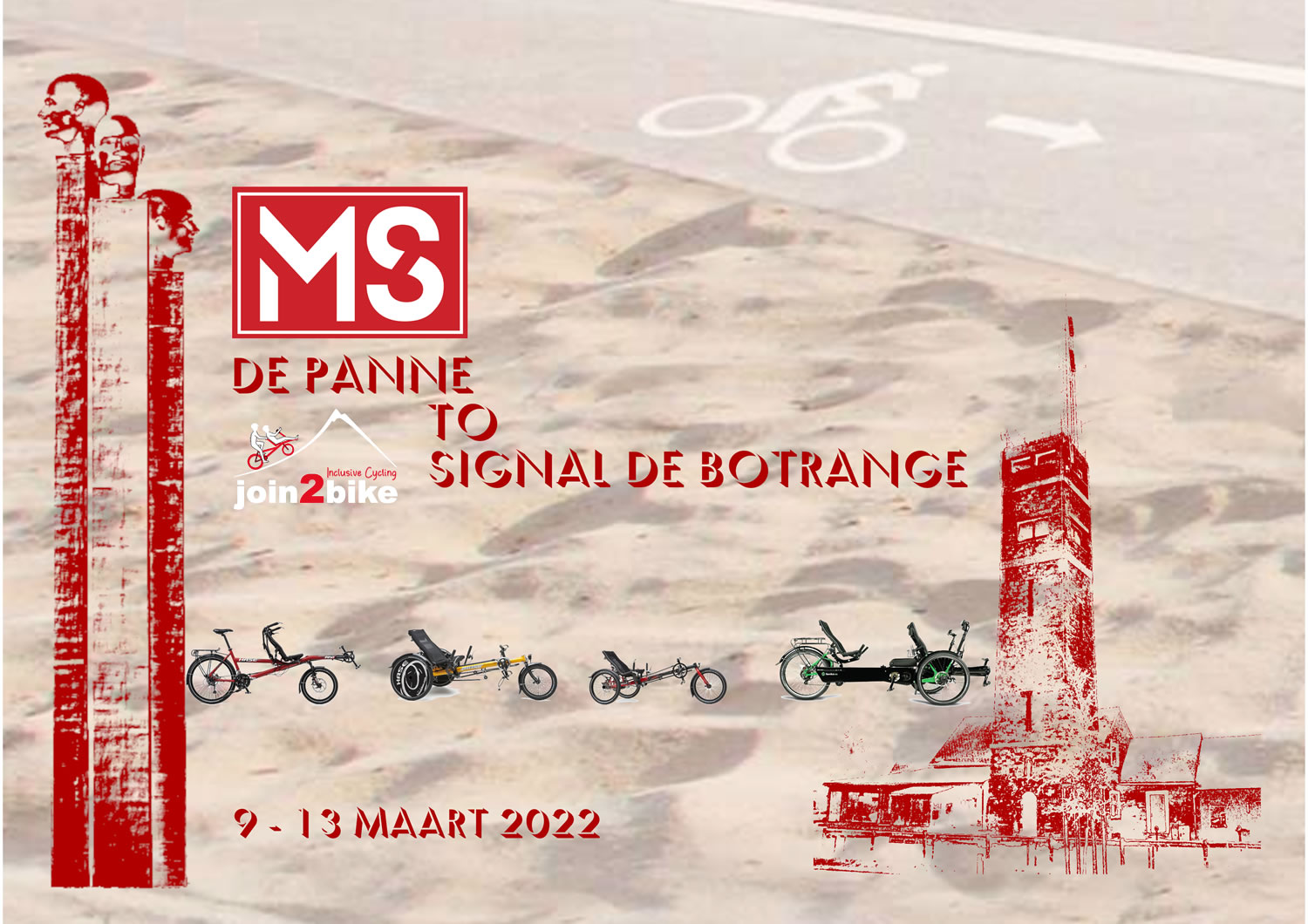 Join2bike MS-challenge: De Panne to Signal de Botrange, 9-13 maart 2022